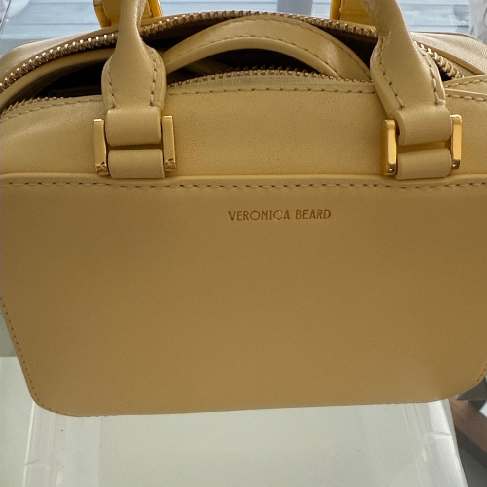 Veronica Beard Yellow Leather Top-Handle Crossbody Bag